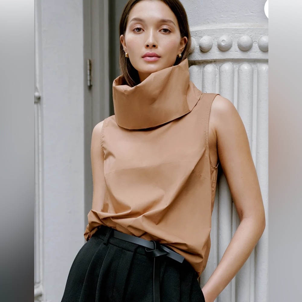 Sleeveless Chestnut Cowl Neck Top